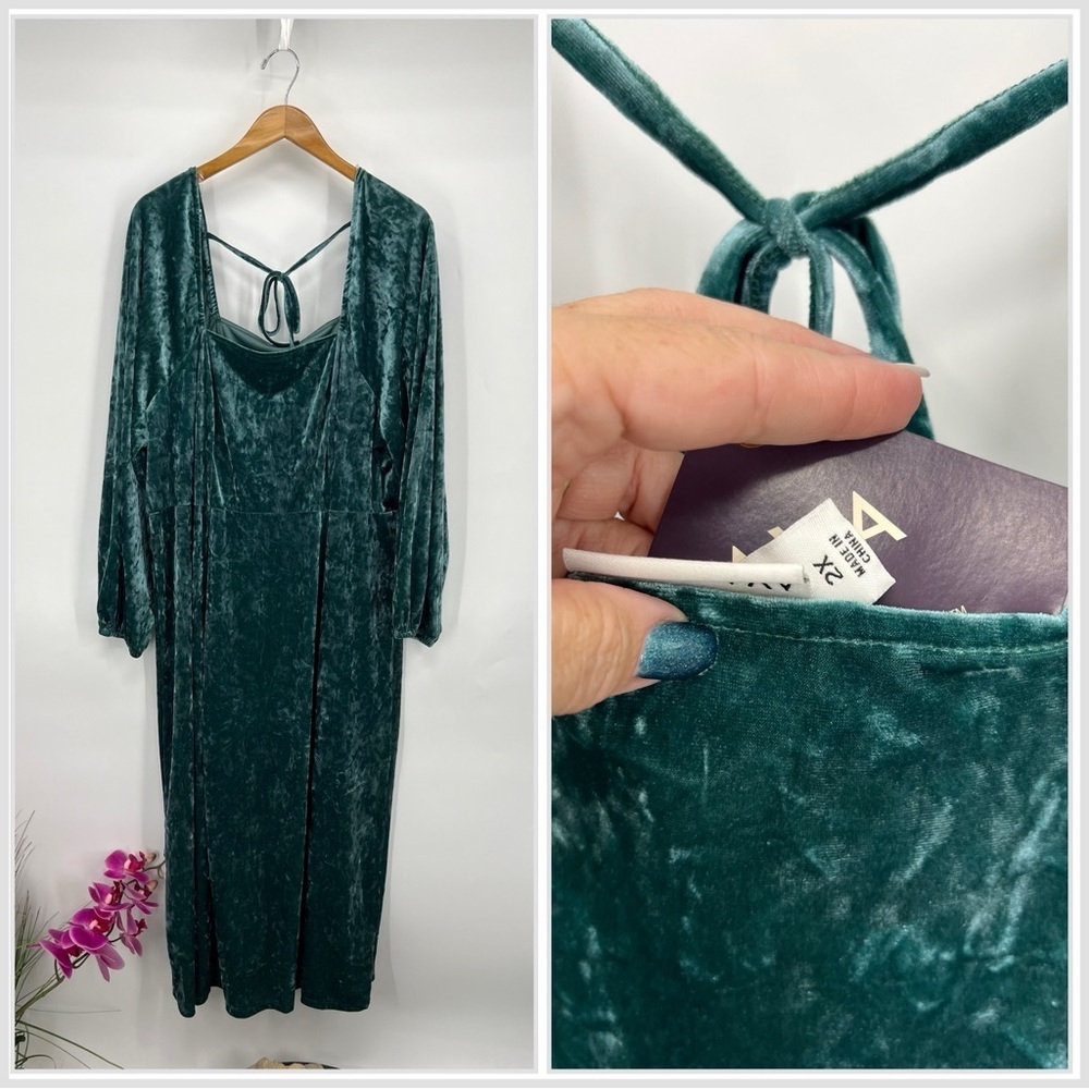Teal Velvet Long Sleeve Dress